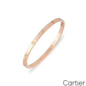 Cartier Rose Gold Plain Love Bracelet SM Size 17 B6047317